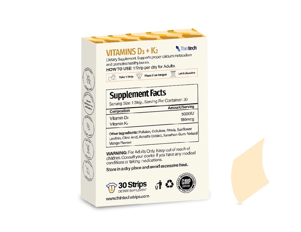 Thintech, I D3+K2 Oral Strips