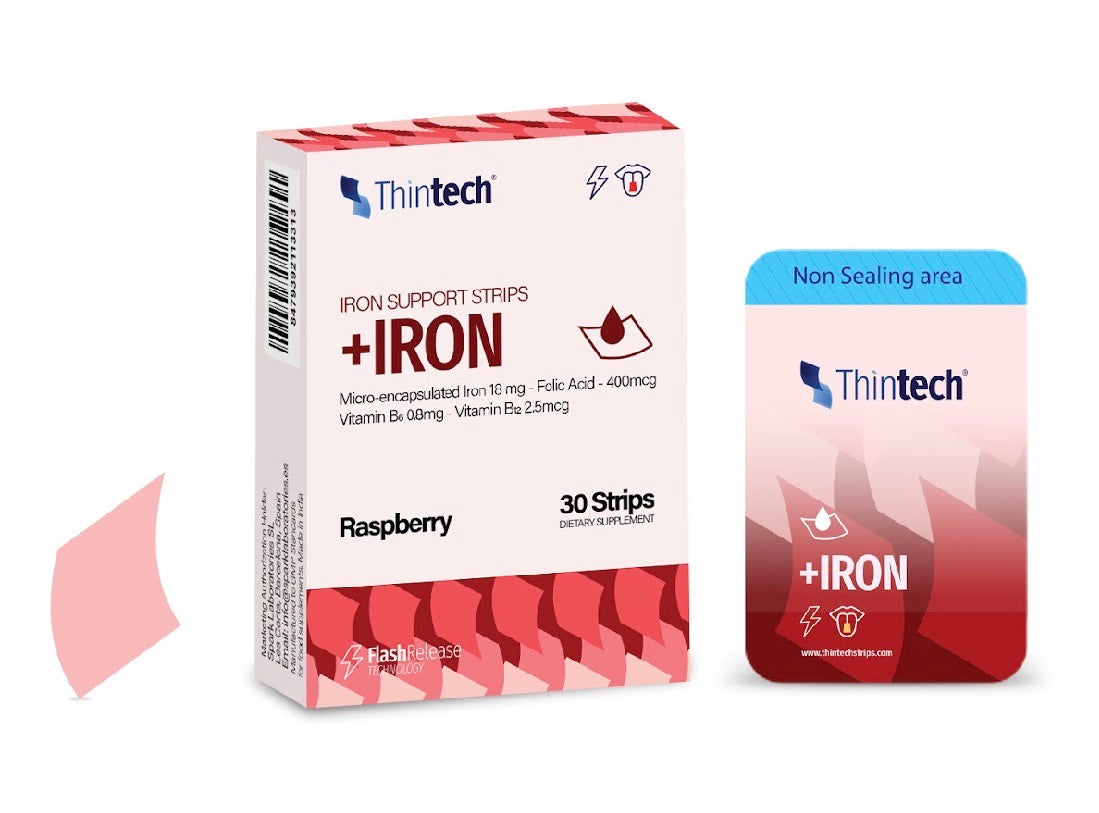 Thintech +Iron 30 Oral Strips | شرائح حديد فموية بنكهة التوت