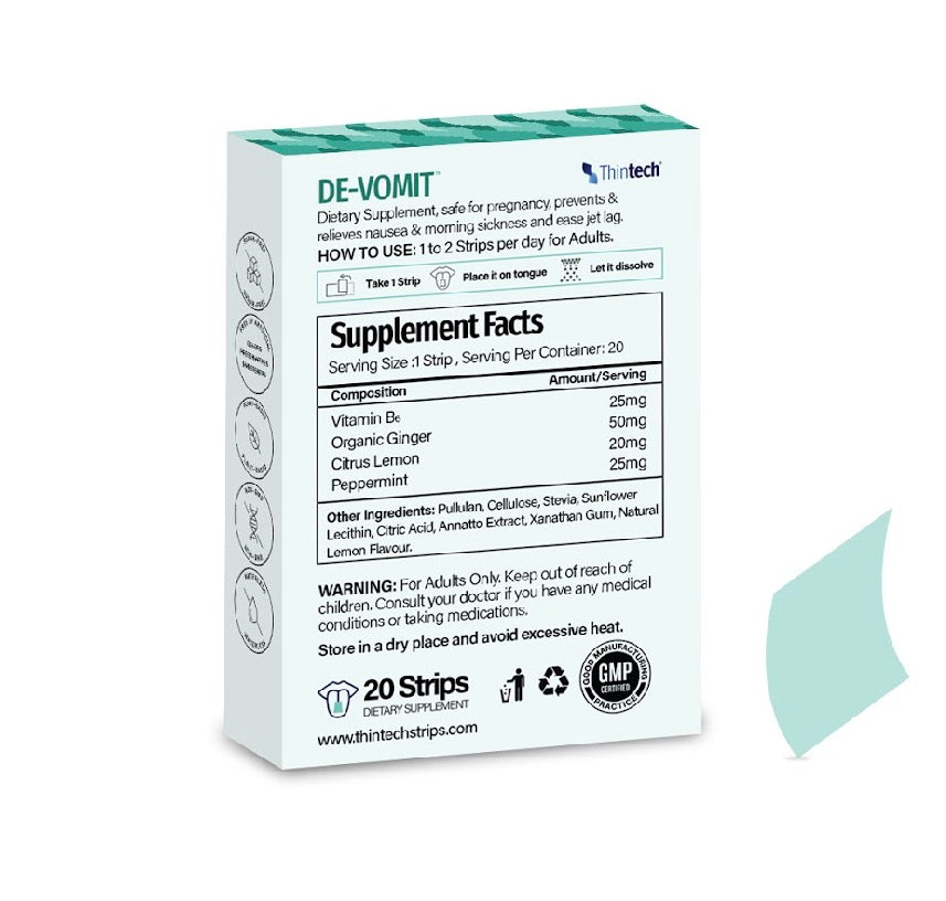 Thintech De-vomit 20 Oral Strips
