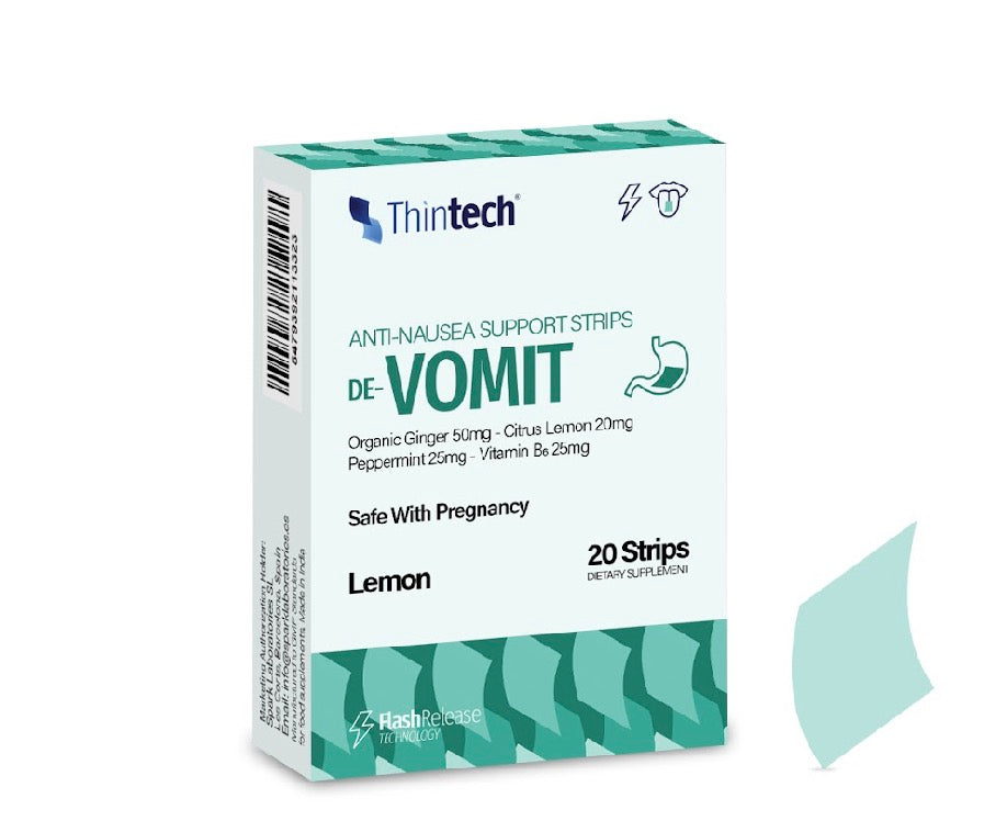 Thintech De-Vomit 20 Oral Strips | شرائح فموية لتخفيف الغثيان – ليمون