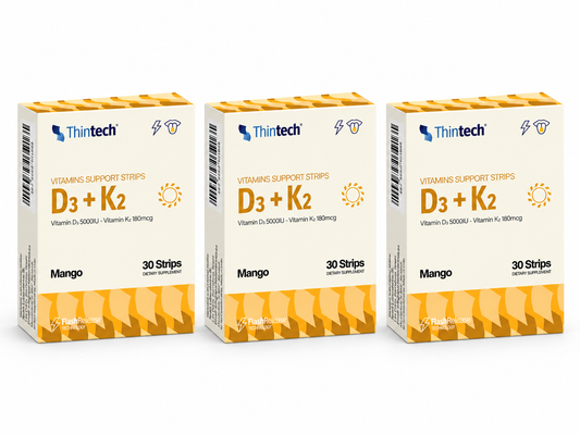ثينتيك D3 + K2 – باقة 3 علب | 90 شريحة تذوب على اللسان